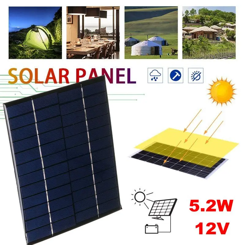 LEORY 12V 5.2W 165*210mm Mini Polycrystalline Solar Panel Epoxy Board DIY Cells For Cellphone | Электроника