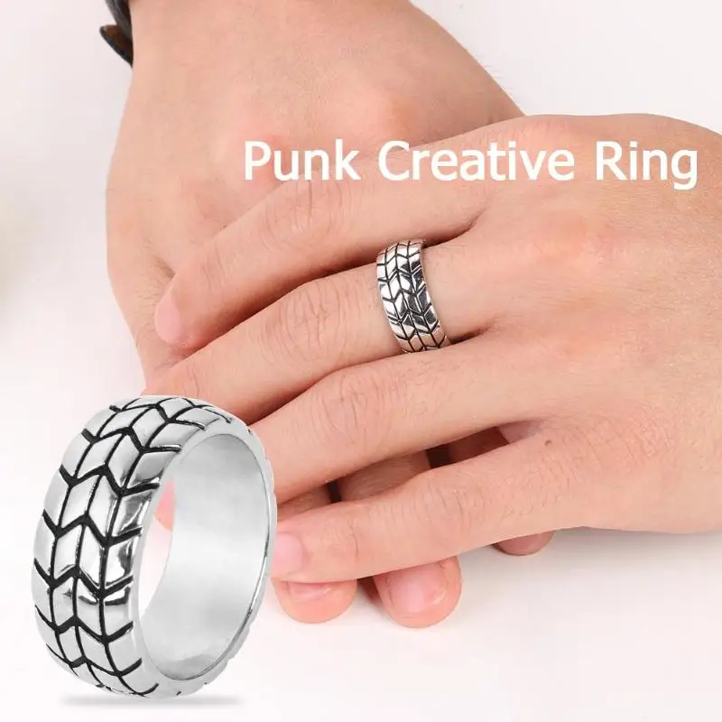 

Stainless Steel Cool Motorcycle Tire Ring for Women Men Hip Hop Punk Biker Ring Geometric Engagement Lover Knuckle Rings Jewelry