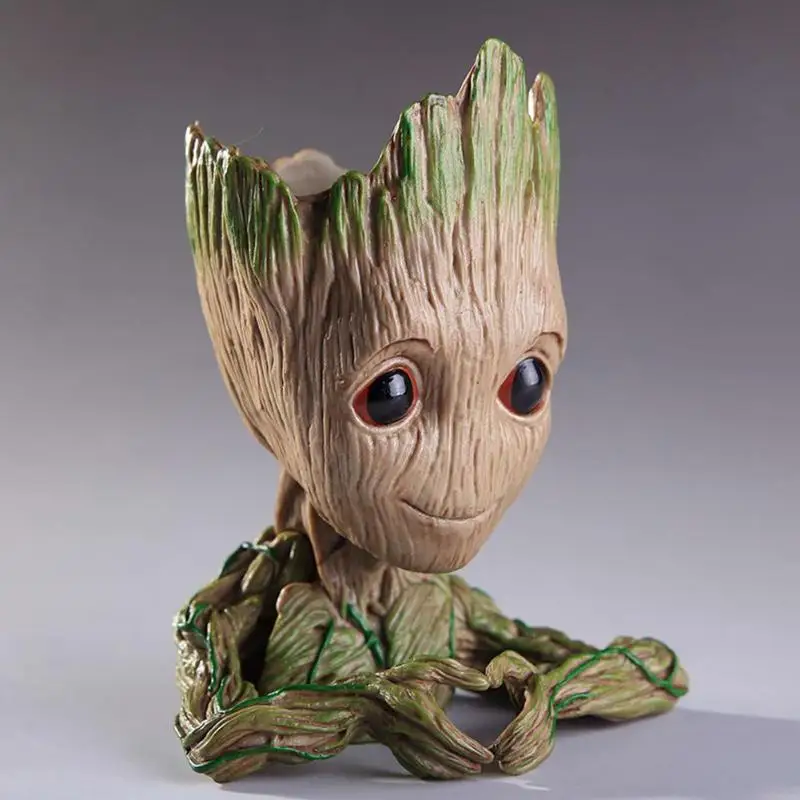 

Fashion Vinyl Baby Groot Flowerpot Pen Pot Holder Plants Flower Pot Cute Action Figures Toys for Kids Gift Desktop Decoration