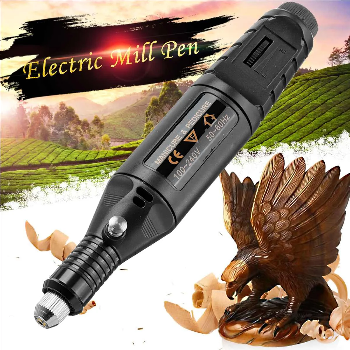 

AC 100-240V Portable Electric Grinder Engraving Mill Pen Grinding Milling Rotary Drill Tool 20000rpm 155x27mm Light Weight