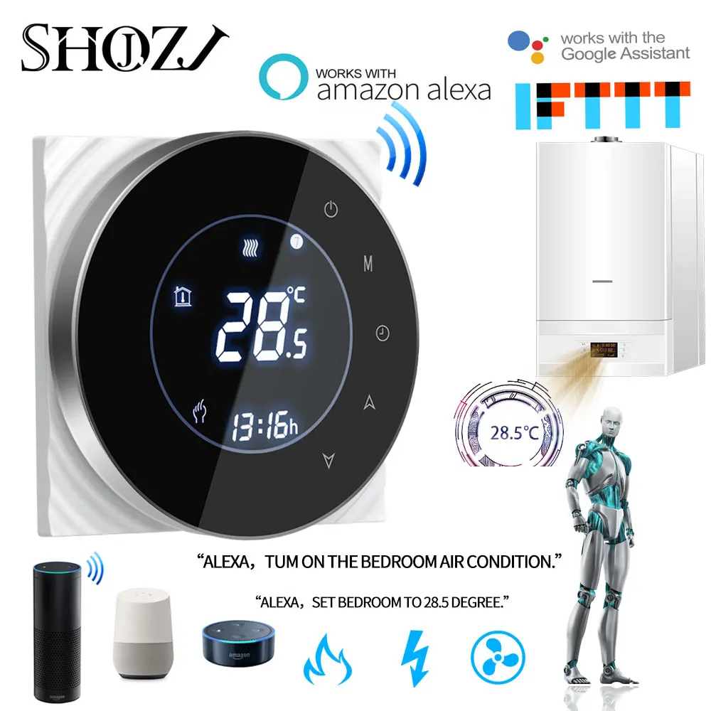 TUYA Alexa Google Home Water/Gas Boiler Thermostat Backlight WIFI