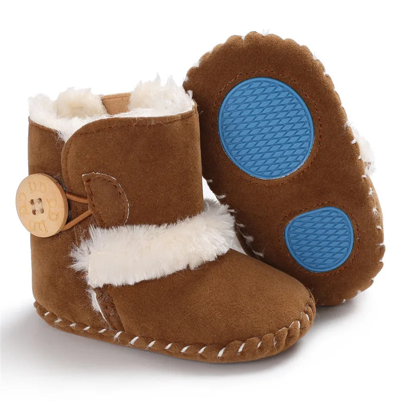 Модные зимние сапоги для маленьких девочек и мальчиков; нескользящие Зимние полусапожки; Повседневная хлопковая обувь с мягкой подошвой для новорожденных; 1 предмет