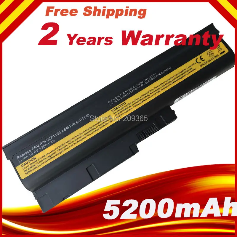 Laptop Battery For Lenovo Thinkpad R500 T500 W500 SL500 For IBM/lenovo ThinkPad R60 R60e R61 R61e R61i T60 T60p T61