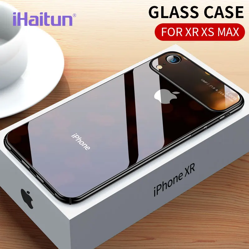 iHaitun Luxury Lens Glass Case For iPhone XS MAX XR X Cases Ultra Thin Hard Side PC Transparent Back Cover For iPhone X 10 Glass
