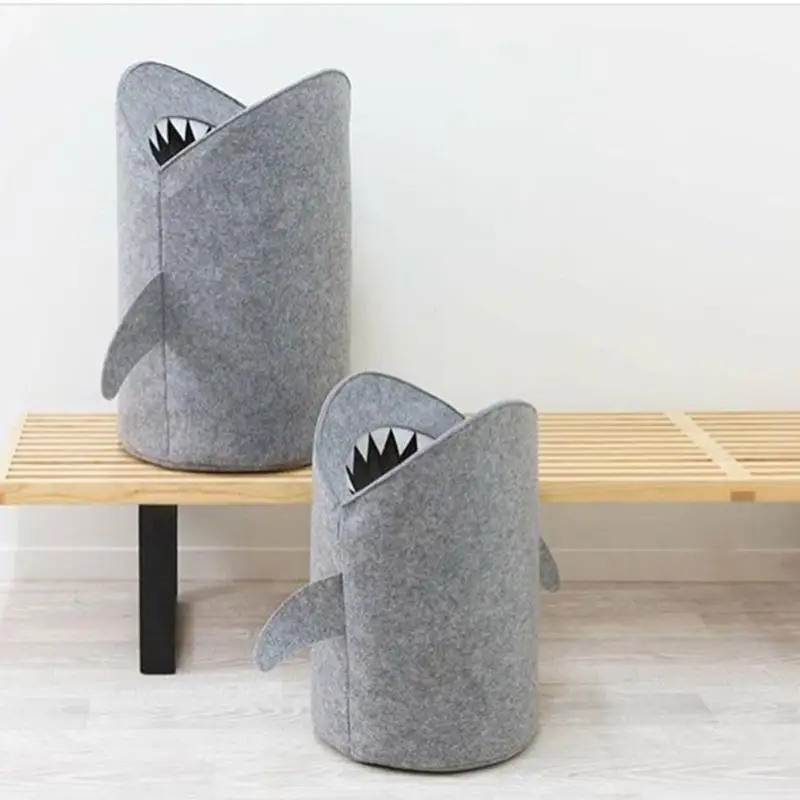 Kaufen Nordic Stil Fühlte Tuch Klapp Wäsche Korb Shark Design Wäsche Tasche Für Spielzeug Kleidung Lagerung Korb Taschen Hause Veranstalter