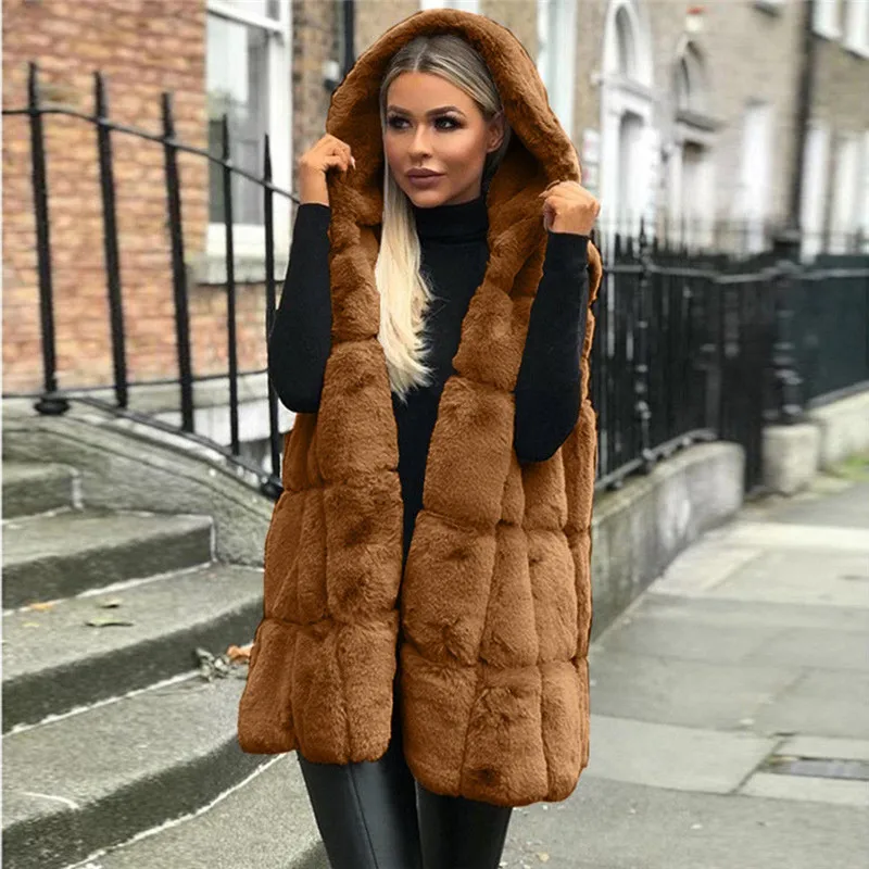 

Winter Vest Waistcoat Sexy Lady Faux Fur Solid Casual Sleeveless Warm Vest Waistcoat 2018 Woman Coat manteau femme hiver