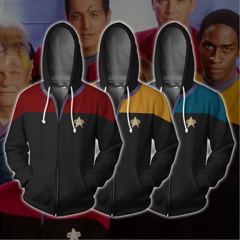 

2019 New Autumn Winter 3D print Star Trek Cosplay Zip Up Hoodie Jacket clothing X Task Force