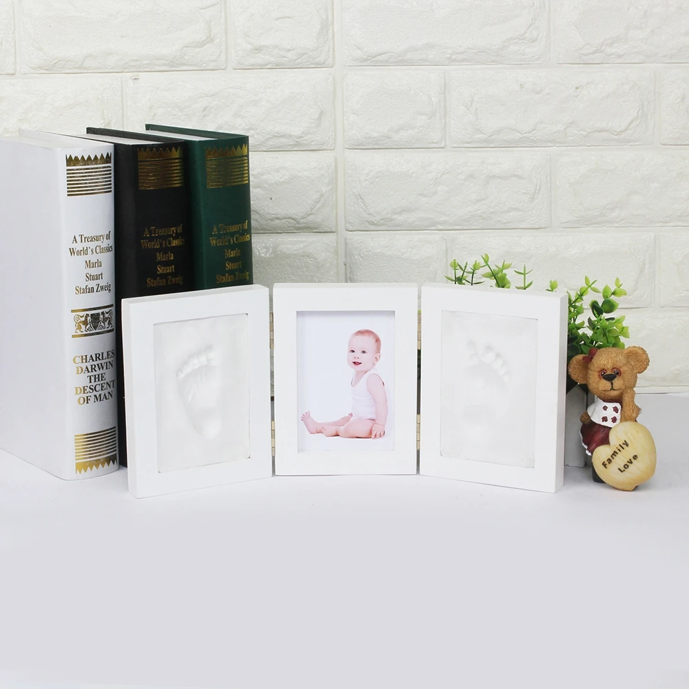 Cute Baby Photo Frame DIY Handprint Imprint Soft Clay Cute Baby Footprint Hand Exquisite Print Cast Set Baby Gift