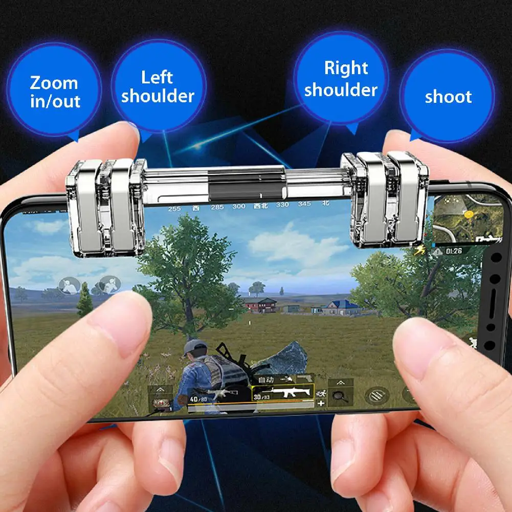 

Mobile Phone Game Trigger Fire Button Smart Phone Metal Game Trigger L1 R1 Shooter for Knives Out / Survival Rules / PUBG r20