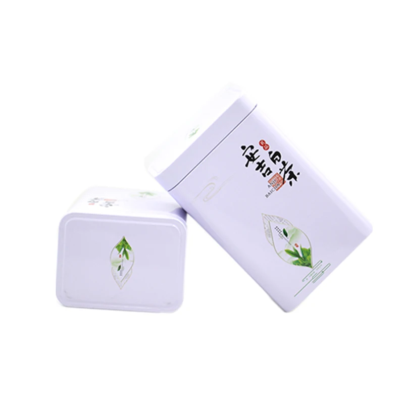 

Xin Jia Yi Packaging Tea Metal Tin Box White Glossy Color Decorative Aluminium Gift Cookie Tea Organizer Tin Cans