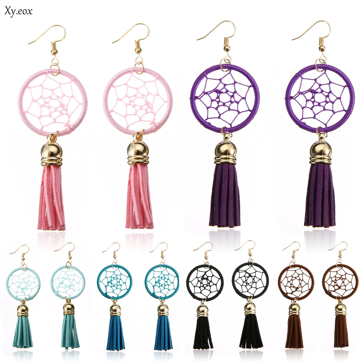 

Women's Bohemia Creative Dreamcatcher Long Tassel Fringe Dangle Earrings