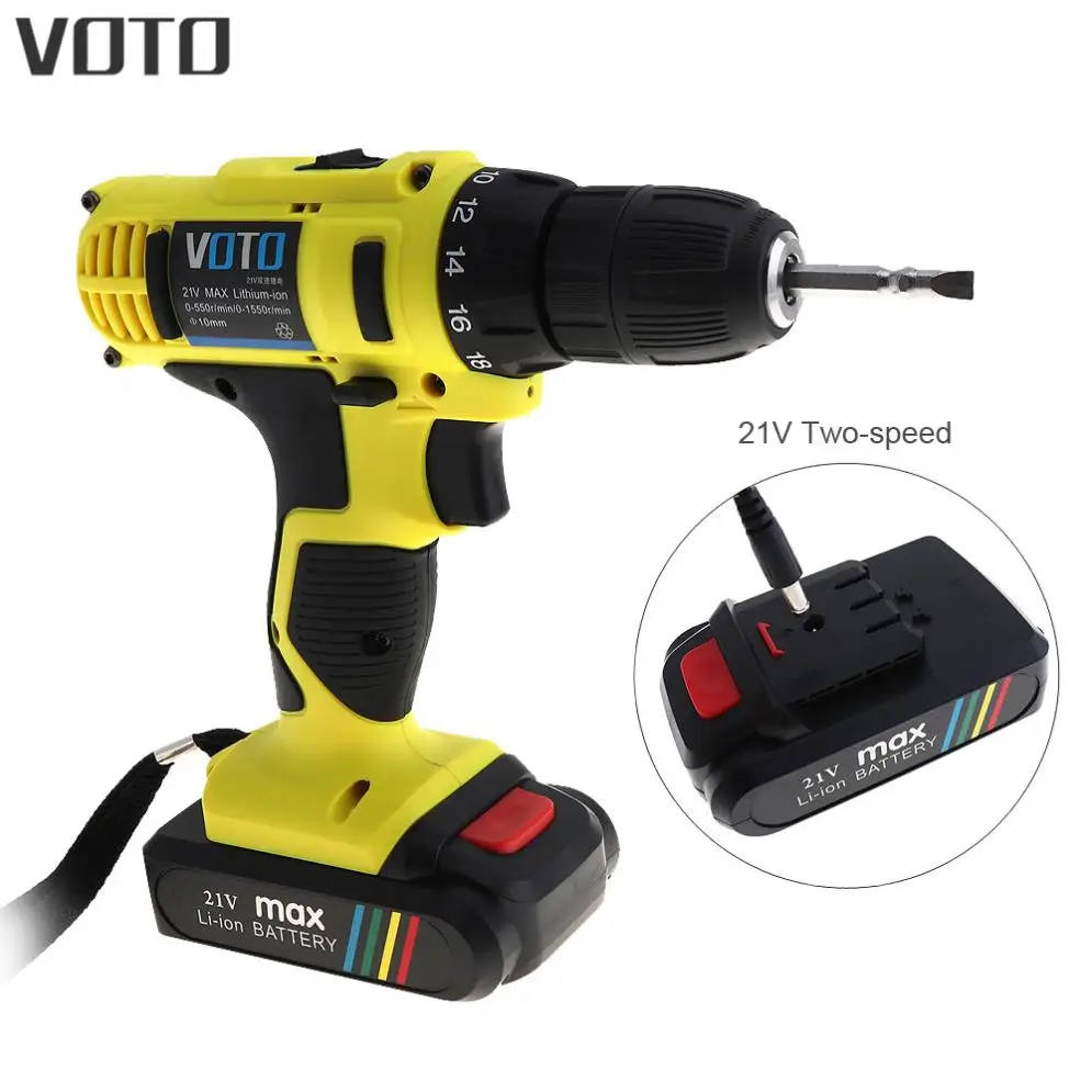 VOTO 21V Electric Drill Driver Power Tools Dual Speed 1550RPM Cordless