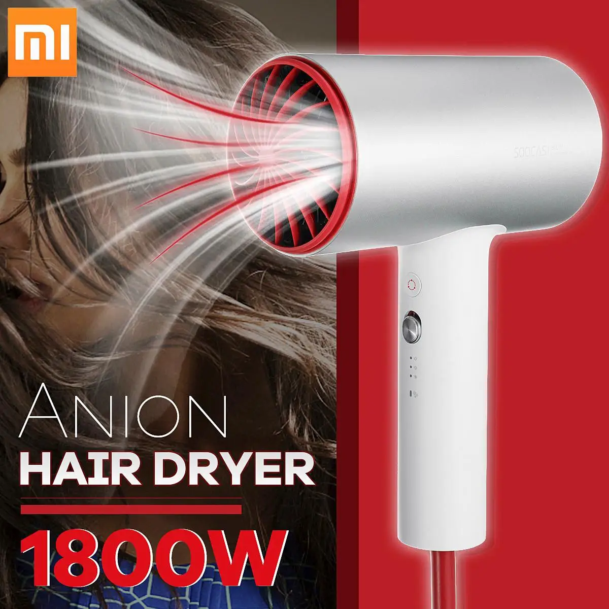 

Xiaomi Mijia Soocas H3 Original Anion Hair Dryer Quick-dry Hair Tools Aluminum Alloy 1800W Air Outlet Anti-Hot Innovative Design