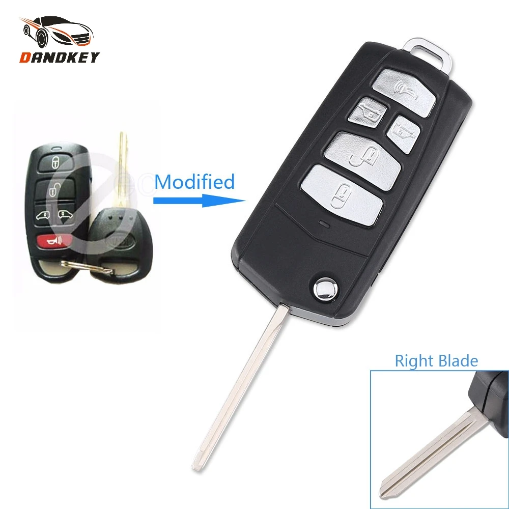 

Dandkey 5 Buttons Modified Flip Remote Key Case Shell For Kia Sedona Mini Van Car Key Cover Case With Logo