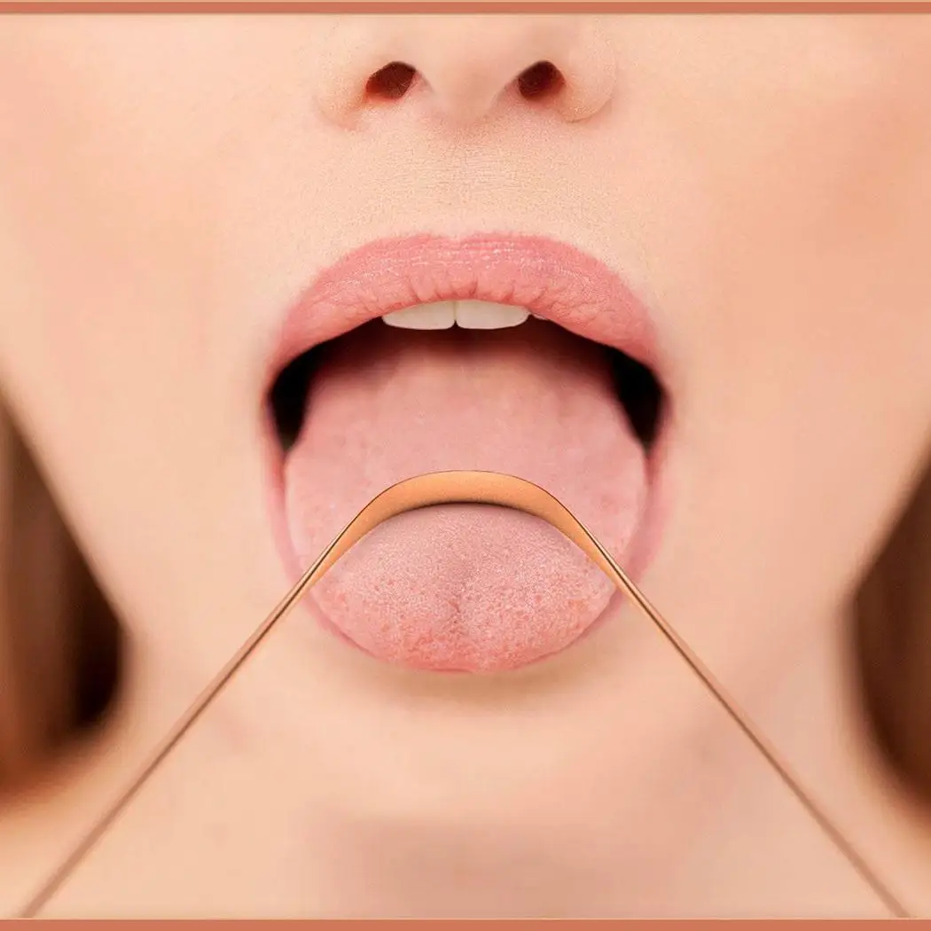 

Reusable Copper Tongue Coating Scraper Stainless Steel Scraping Tongue Cleaner Oral Fresh Breath Clean Hygiene Health Care Tools