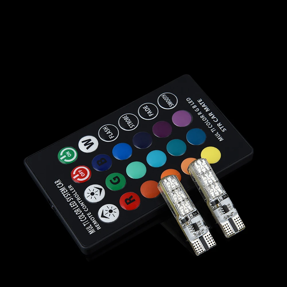 

2PCS RGB T10 5050-6SMD Remote Control LED bulb Parking light Car lamp 6000k