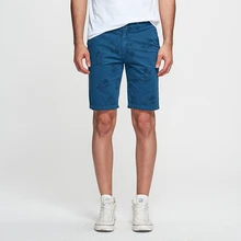 Htlb летние новые повседневные эластичные шорты мужские модные свободные чистого хлопка брендовая одежда брюки карго печати Slim Fit джинсовые шорты