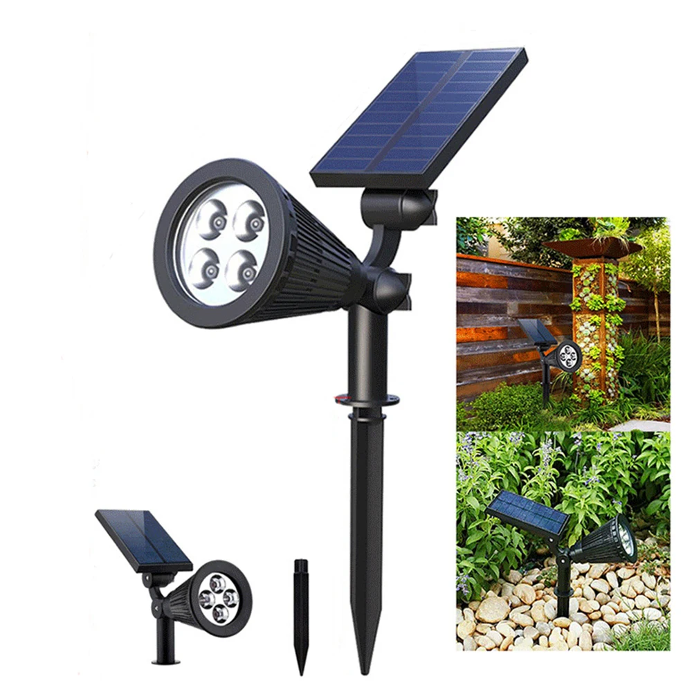 

Solar Spotlight Lawn Flood Light Outdoor Street Garden 4 LED Adjustable 18650 Solar Wall Lamp Landscape Light for Patio Decor