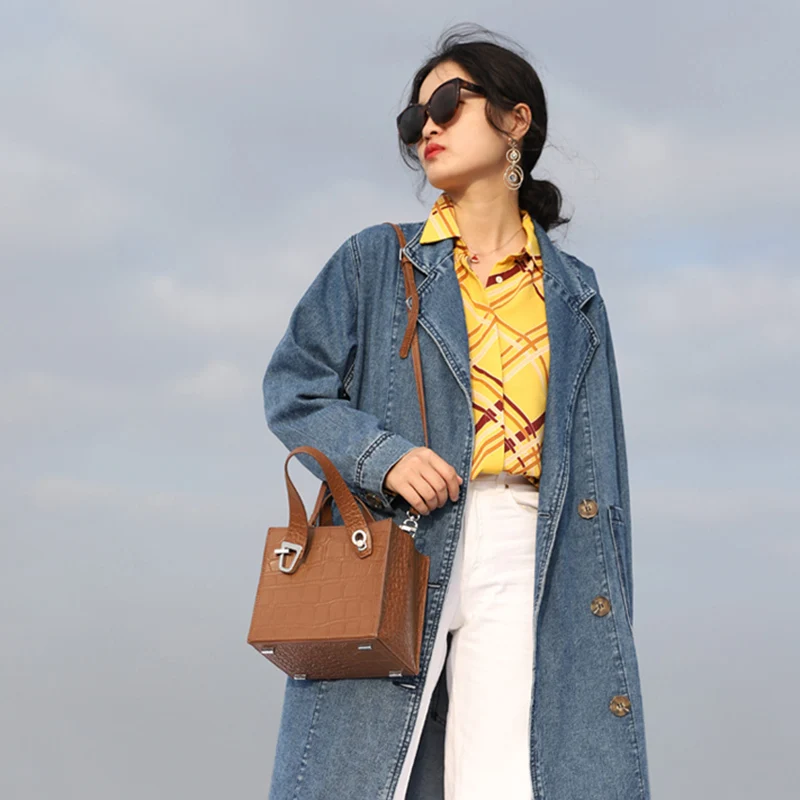 

[Super Seabob] 2019 Spring Woman New Stylish Brown Color Single Strap Stone Pattern PU Leather Shoulder Bag All Match LI721