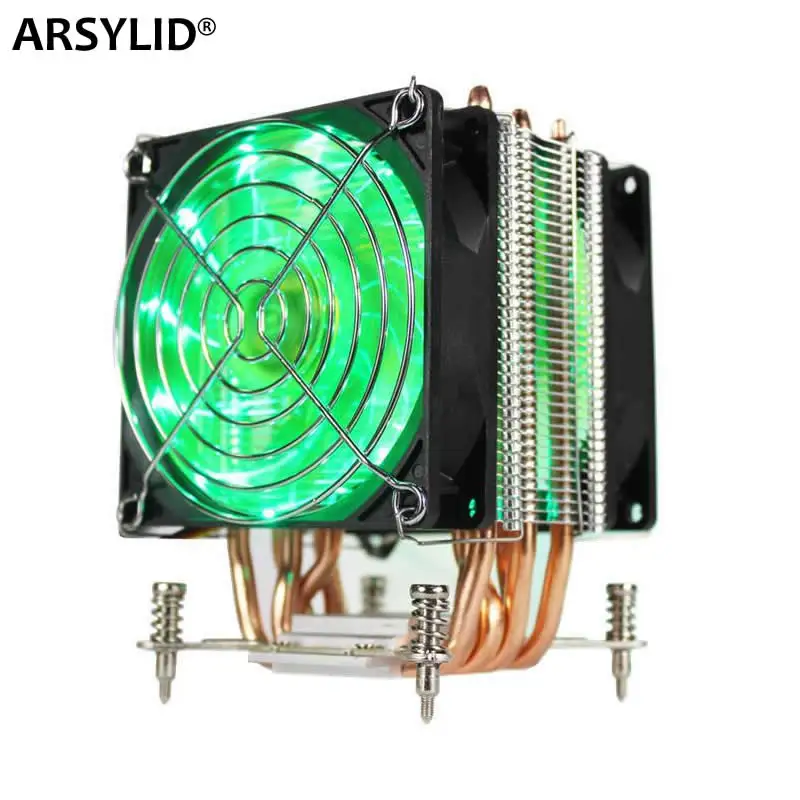 ARSYLID وحدة المعالجة المركزية برودة 6 أنابيب الحرارة المزدوجة مروحة 9 سنتيمتر 4pin PWM مروحة دعم إنتل LGA115x 1366 2011 TDP 130 W مروحة كاتمة للصوت X79 X99 X58