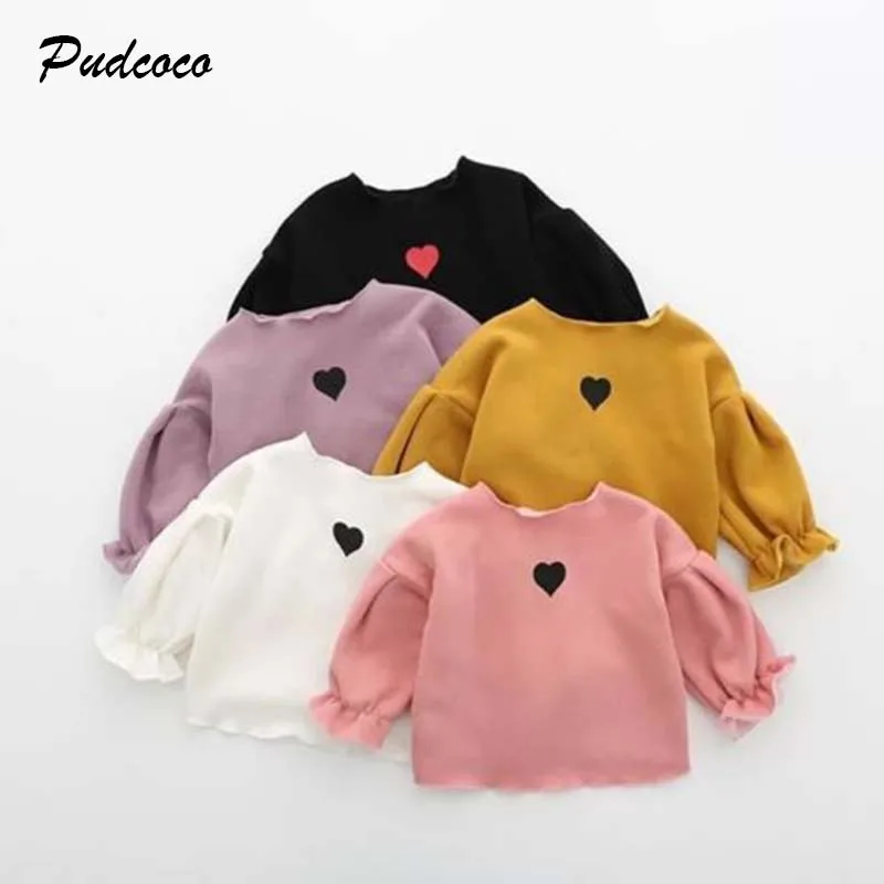 

2018 Autumn Girl Fashion Blouse Toddler Baby Girl Long Sleeve Heart Puff Sleeves Shirt Tops Outfits Princess Clothing 1-6T