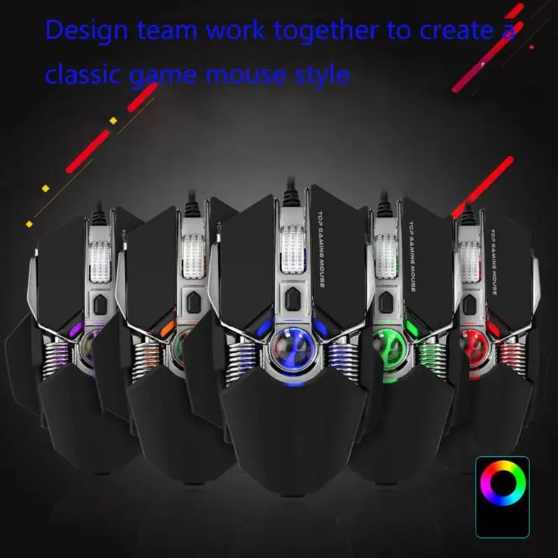 RGB Gaming Mouse USB Wired 9 Buttons Backlight 2750 Adjustable DPI Optical Gamer Mice Computer maus