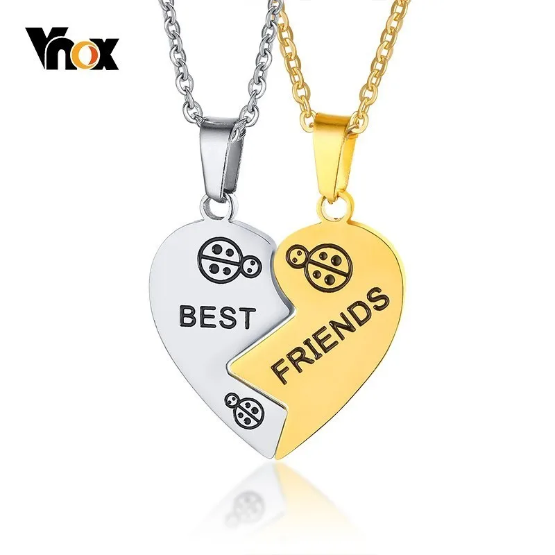 

Vnox Women Best Friends Couple Heart Necklace Stainless Steel Friendship Gifts Collar Jewelry