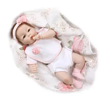 

With Pink Reborn Silicone Baby Soft Collectibles Opened Clothes Playmate Gift Eyes Kids Doll Unisex Realistic 2 4Years