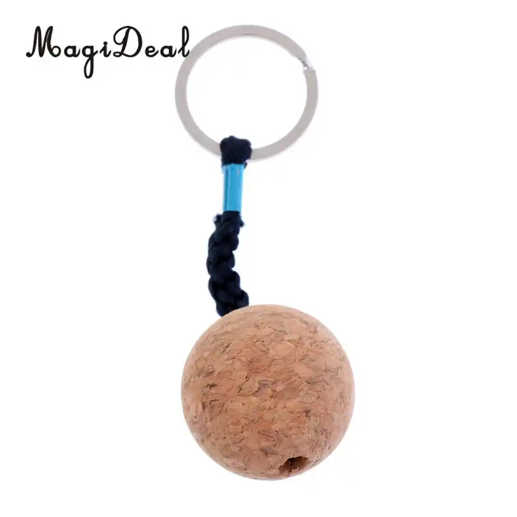 5cm Floating Cork Keyring Wooden Water Ball Buoyant Key Ring Marine Boat
