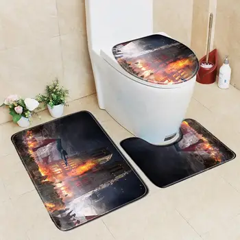 

3PCS Notre Dame de Paris Bathroom Mats Rugs Set Home Decoration Mats Anti-slip Pad