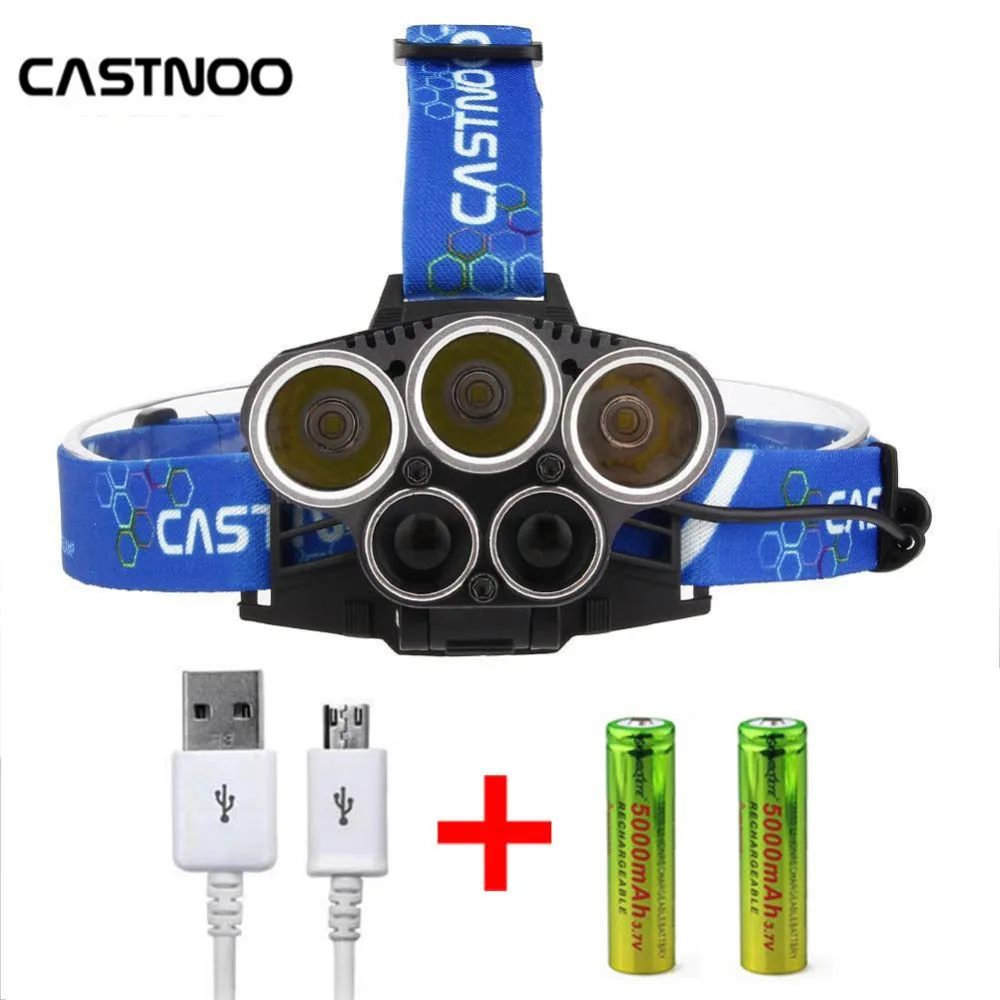 

CASTNOO Headlamp LED T6 light Adjustable Focus Camping Fishing Hunting High Power Rechargeable Head Torch