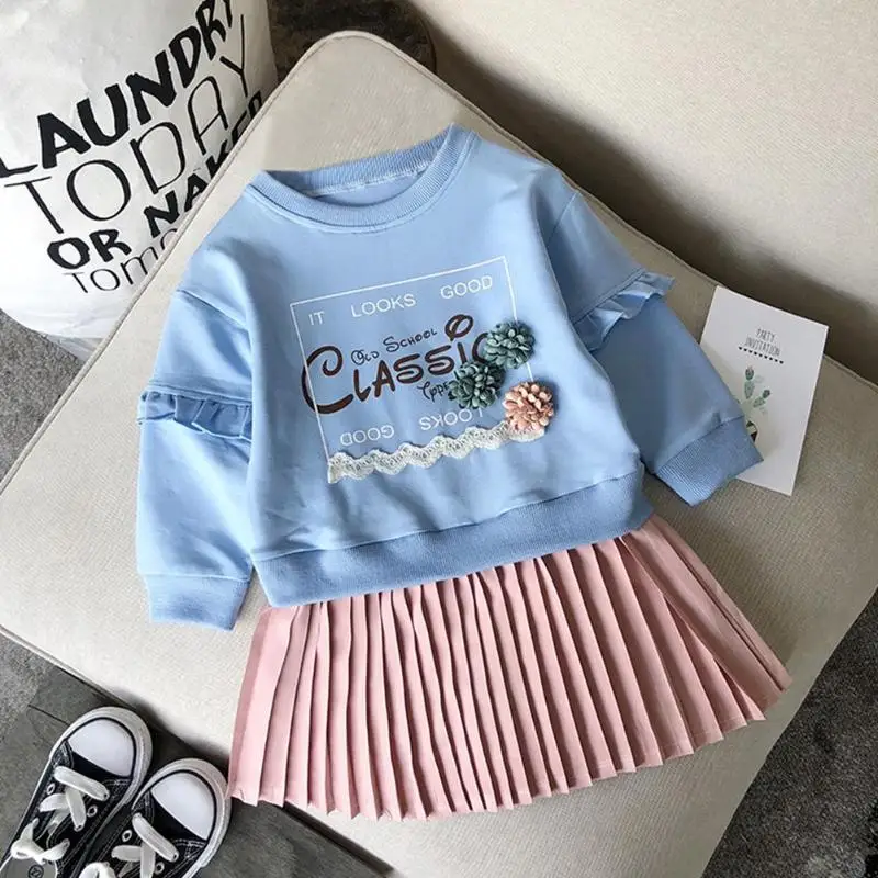 

Kids Girls Hoodie Dresses without Hood Spring Toddler Girls Princess Dress Flower Letter Print Long Sleeve Children Clothing