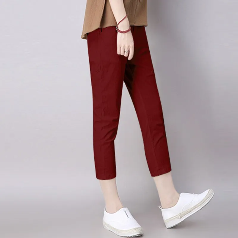 Plus Size 2019 Women Loose Original Design Vintage Linen Pants Solid Female Drawstring Pants Pure Capris Harem Trousers Plus Size 2019 Women Loose Original Design Vintage Linen Pants Solid Female Drawstring Pants Pure Capris Harem Trousers