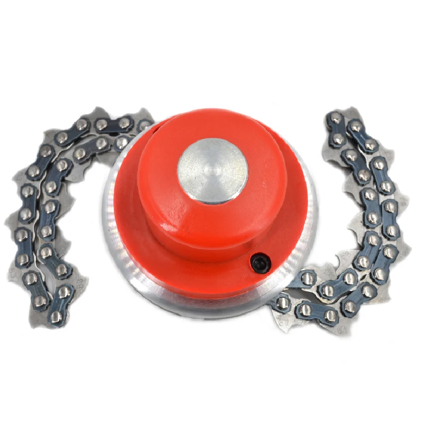 Heavy Duty Saw Chain Trimmer Head with Metal Chains Coil Disc for Grass Brush Cutter Lawn Mower