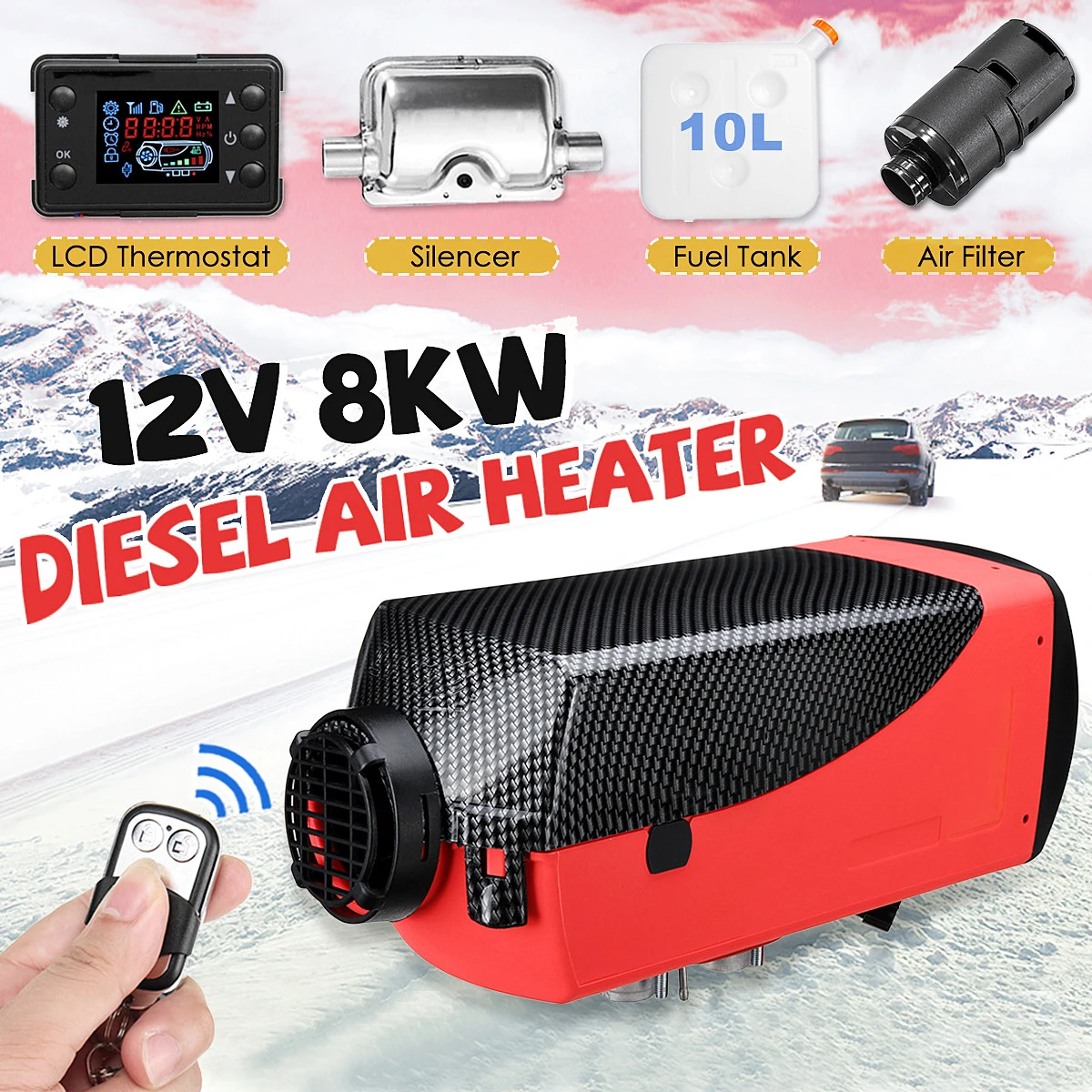 

8KW 12V Air Diesels Heater Car Heater Parking Heater With Remote Control LCD Monitor For RV, Motorhome Trailer, Trucks, Boats