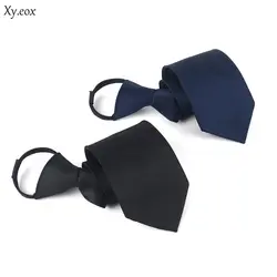 Модные Удобные эффективные 8 см Широкий для мужчин formalwear Бизнес работы сотрудников на молнии галстук легко тянуть ленивый галстук