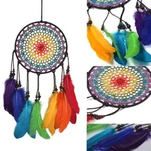 Filet de rêve coloré fait à la main, pampilles d'attrapage, décoration de maison, pendentif cadeau artisanal, décor de mariage