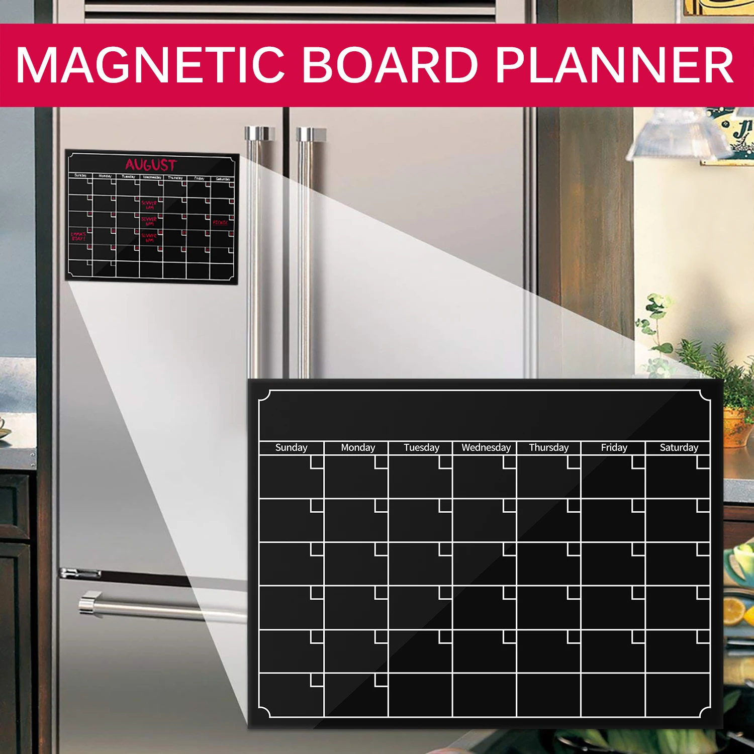 

Reusable Magnetic Dry Erase Calendar Weekly Monthly Planner Whiteboard Board for Refrigerator Home Kitchen Office Fridge sticker