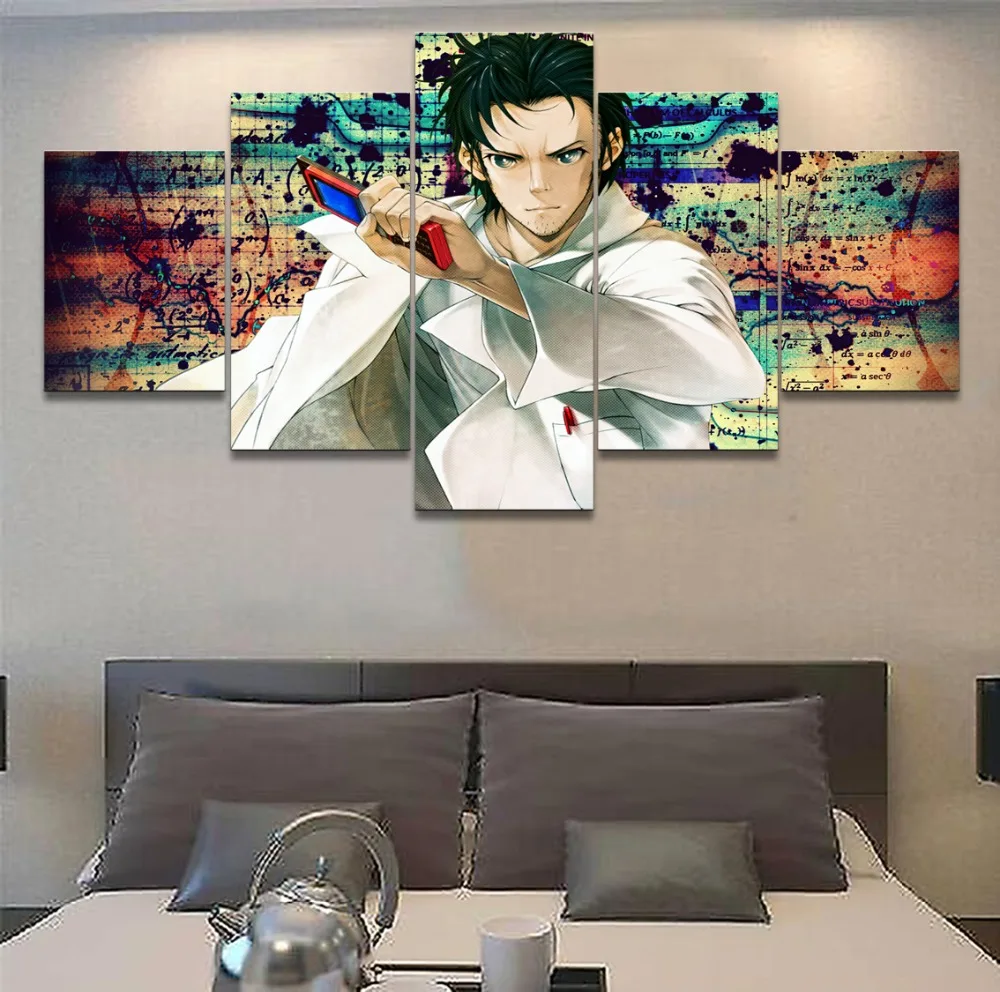 

5 Piece Canvas Print Anime Steins Gate Rintaro Okabe Decor Painting Pictures Modern Home Living Room Wall Art Poster Artwork