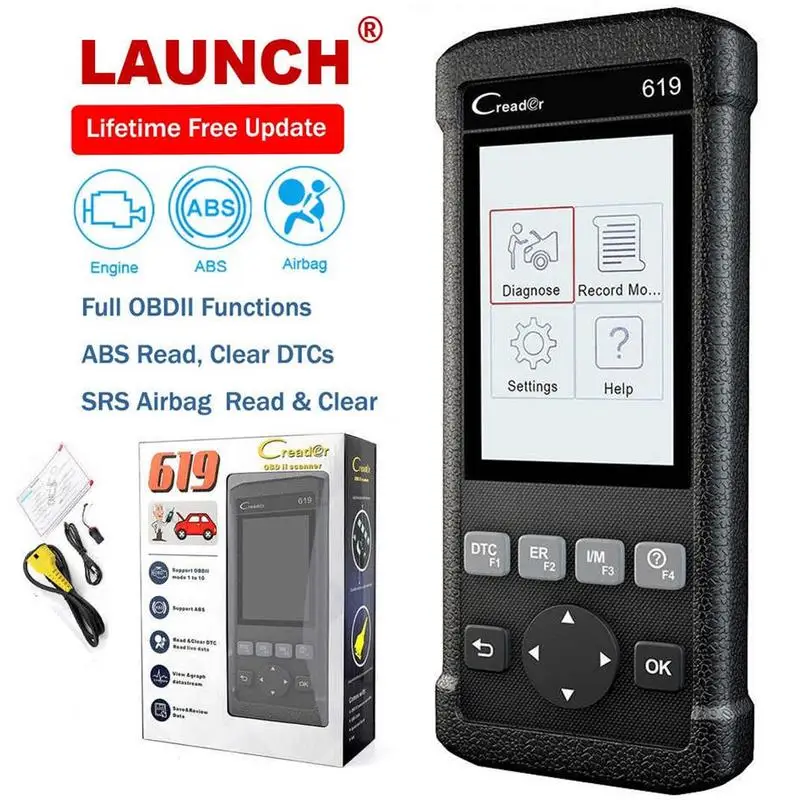 Автомобильный сканер OBD2 CR619 аксессуары для двигателей ABS SRS O2 датчик мониторинга