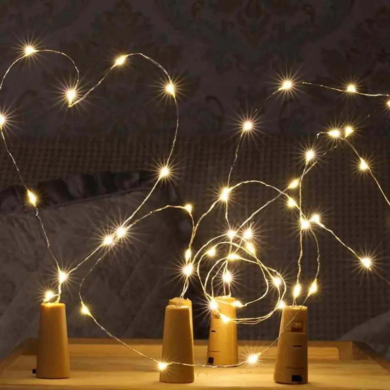 10 LED Wine Bottle Stopper Cork Copper Wire Fairy String Lights Bar
