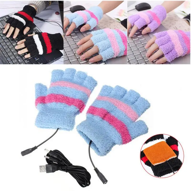 ABEDOE USB Heating Winter Hand Warm Gloves Heated Fingerless Warmer
