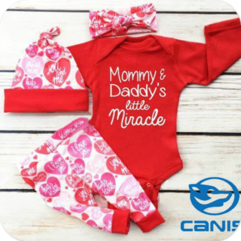  0-18M Newborn Baby Girl Outfit Clothes Romper Top+Floral Pants+Hat 4pcs Outfits