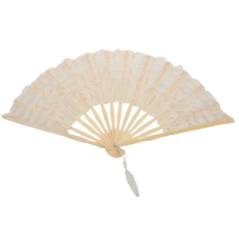 

Vintage Lady Handmade Lace Hand Fan Bridal Wedding Party Decoration, Lvory