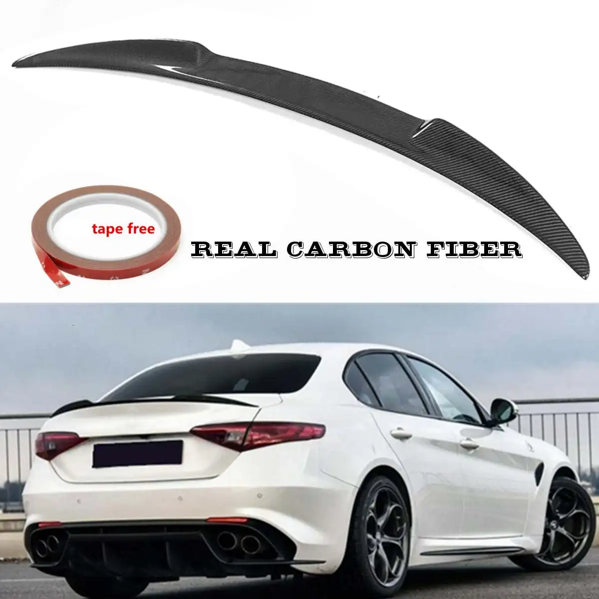 

New Real Carbon Fiber Car Rear Trunk Boot Lip Sopiler Wing For Alfa Romeo Giulia Quadrifoglio Style 2017-18 Racing Spoiler Wing