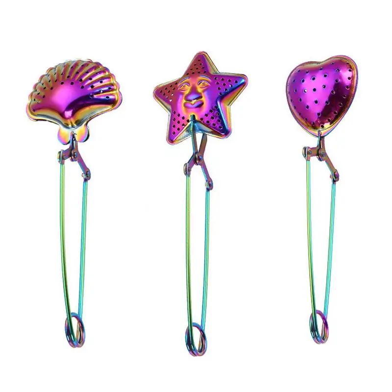 

Originality Stainless Steel Telescopic Tea Strainer Colorful Seasoning Filter Ball Clip Shape Portable Strainers Teapot Set Tool