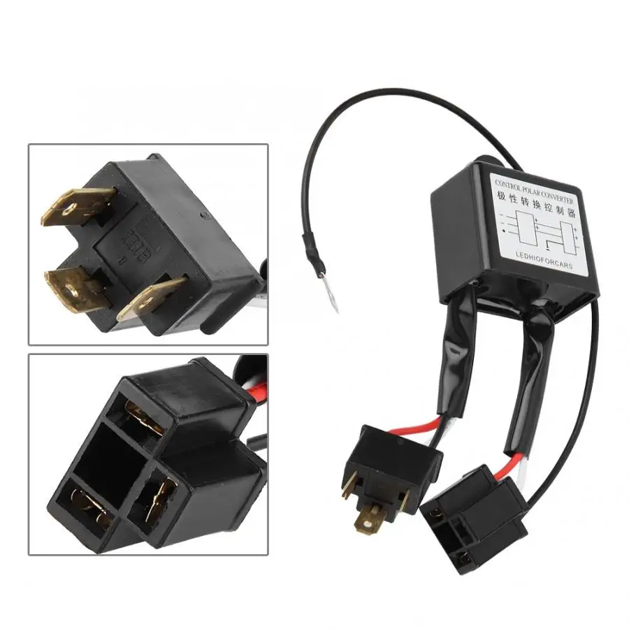 

2pcs LED Negative Converter Polar inverter Negative Switch Harness Adaptor Reversed Polarity for H4 accessoire voiture