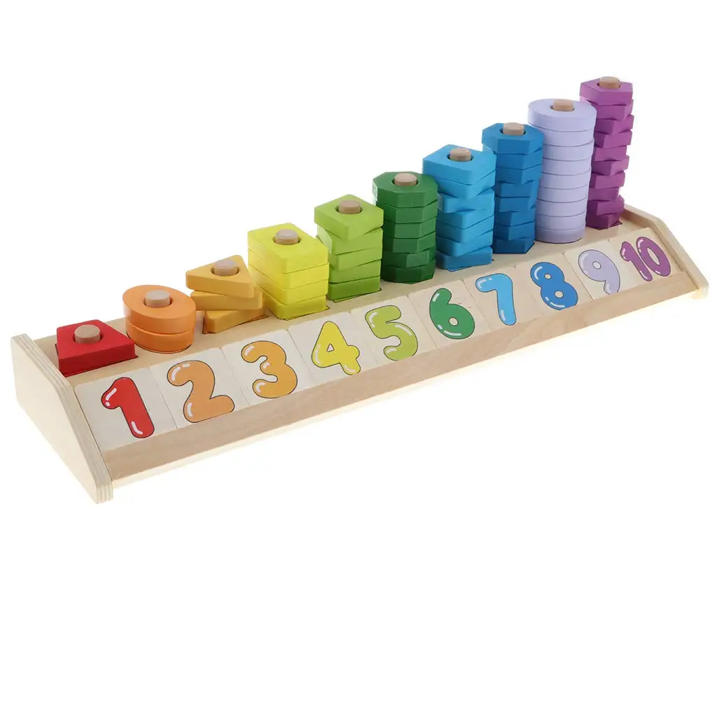 

Montessori Wooden Educational Toy Counting Sorting Stacking Game Math Color Shape Early Learning Toys Gift for Children Kids