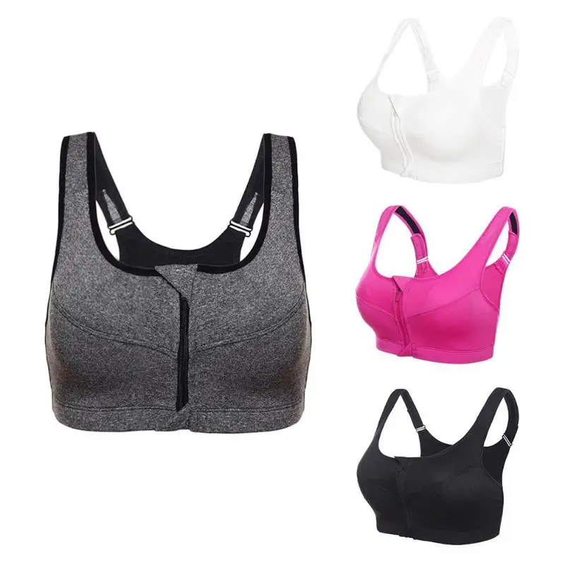 

2019 Hot Women Zipper Push Up Sports Bras Vest Underwear Shockproof Breathable Gym Fitness Athletic Running Yoga Bh Sport Tops