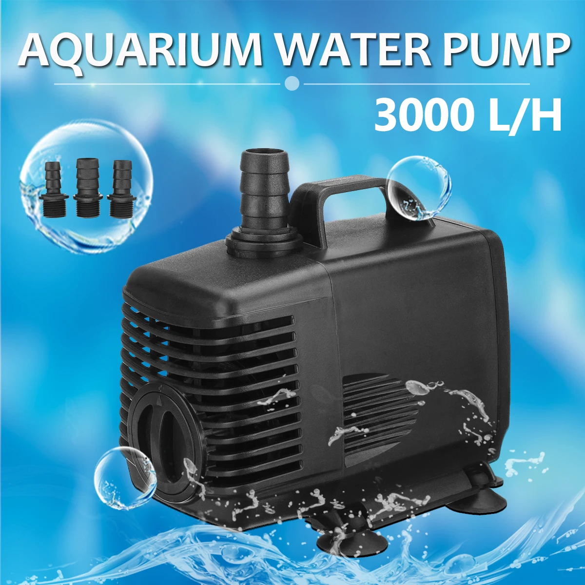 

45W 3000 L/H 220-240V Aquarium Water Pump for Fish Tank Pond Submersible Fountain Water Pump Filter+ 3 Nozzles